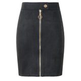 Neophil Women Suede Mini Pencil Skirts Female Vintage Style 2019 Winter Front Zipper Button Ladies Short Skirts Tutu Saia S1911
