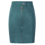 Neophil Women Suede Mini Pencil Skirts Female Vintage Style 2019 Winter Front Zipper Button Ladies Short Skirts Tutu Saia S1911