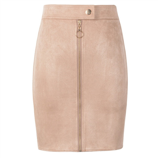 Neophil Women Suede Mini Pencil Skirts Female Vintage Style 2019 Winter Front Zipper Button Ladies Short Skirts Tutu Saia S1911