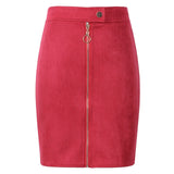 Neophil Women Suede Mini Pencil Skirts Female Vintage Style 2019 Winter Front Zipper Button Ladies Short Skirts Tutu Saia S1911