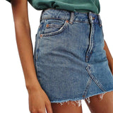 CALOFE Women Blue Ripped Casual Mini Denim Skirt 2019 Summer New Bodycon Women Skirt Basic Pocket Jeans Skirt Mid Waist Skirt
