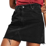 CALOFE Women Blue Ripped Casual Mini Denim Skirt 2019 Summer New Bodycon Women Skirt Basic Pocket Jeans Skirt Mid Waist Skirt
