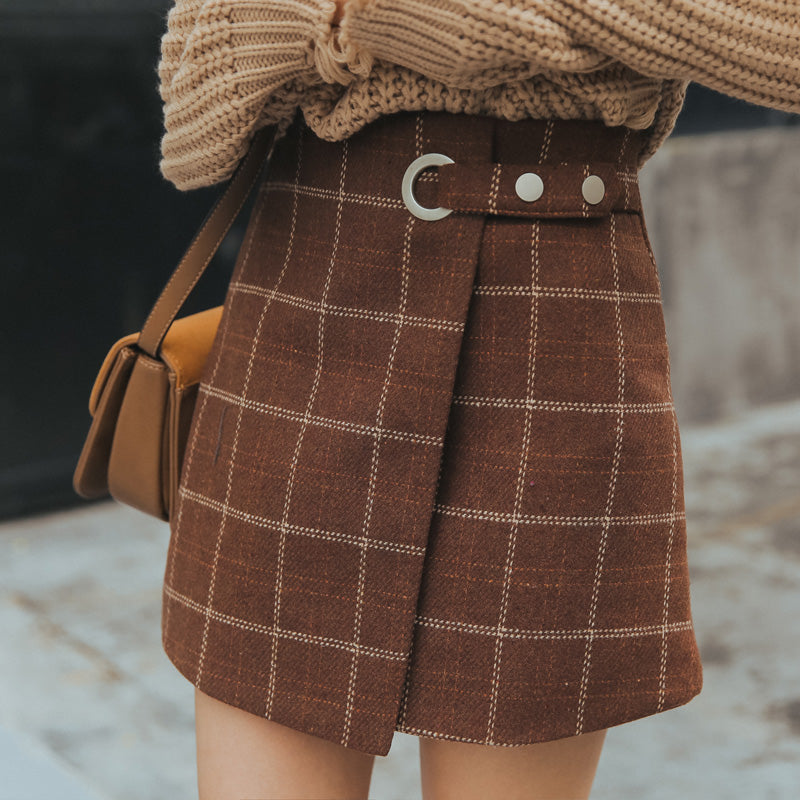 2019 Women'S Ulzzang Autumn And Winter Harajuku Thickened Woolen Plaid Retro Skirt Female Cute Japanese Kawaii Skirts For Women