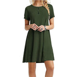 2019 new fashion women's dress casual round neck short sleeves loose large Women dress belly fit casual woman estidos