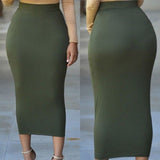 Women Sexy Skirt Clothes Solid Color Ladies Bandage High Waist Pencil Bodycon Maxi Skirts