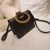 Luxury Wooden Top Handle Women Bag Crocodile Pattern Women Handbag Designer Shoulder Messenger Bag Ladies Hand Bags  Purse 2019