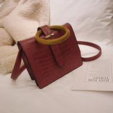 Luxury Wooden Top Handle Women Bag Crocodile Pattern Women Handbag Designer Shoulder Messenger Bag Ladies Hand Bags  Purse 2019
