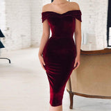 Ahagaga 2019 Spring Summer Dress Women Fashion Off the shoulder Short Sleeve Sexy Slash Neck Velvet Women Dresses Vestidos Robes