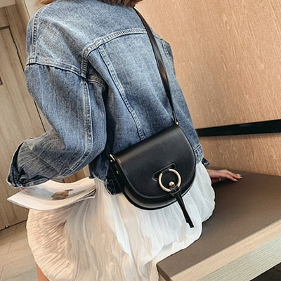 Semicircle Crossbody Bags For Woman 2019 Solid color PU Leather Handbags and Purses Female Cross Body Bag Ladies Hand Bag New