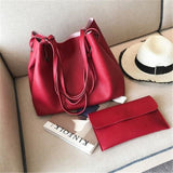 Female Hand Bag 2Pcs Fashion Women Luxury Handbag Large Tote Purse  Crossbody Satchel Pu Leather Shoulder Messenger Bag Brown