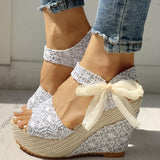 INS Hot Lace Leisure Women Wedges Heeled Women Shoes 2019 Summer Sandals Party Platform High Heels Shoes Woman